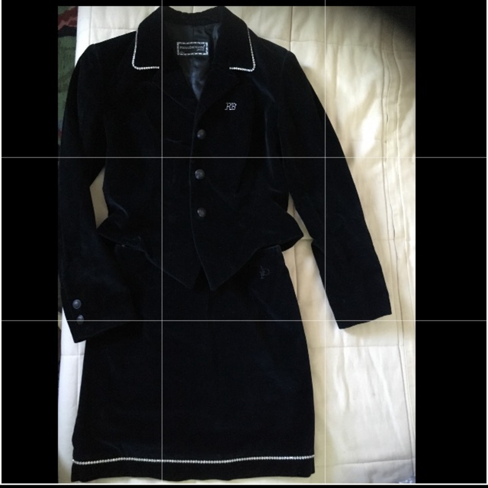 Roccobarocco Black Skirt Suit Swarovski Italy